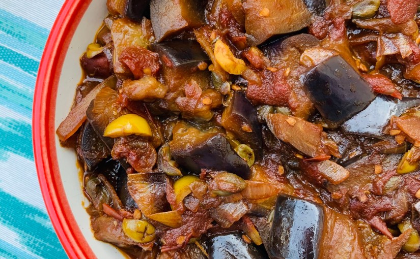 Caponata siciliana (ragout frío de&nbsp;berenjenas)